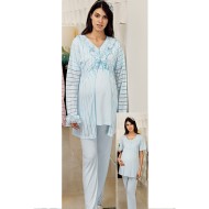 بيجاما نسائي  للحوامل اكمام طويلة لون ازرق FTS-M680-MAV