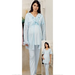 بيجاما نسائي للحوامل اكمام طويلة لون ازرق FTS-M680-MAV بيجاما نسائي للحوامل اكمام طويلة لون ازرق FTS-M680-MAV