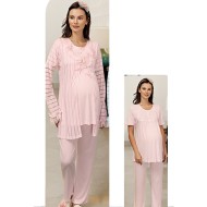 بيجاما نسائي  للحوامل اكمام طويلة لون زهري FTS-M680-PEM