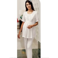 بيجاما نسائي حوامل اكمام قصيرة لون سكري FTS-M682-EKR