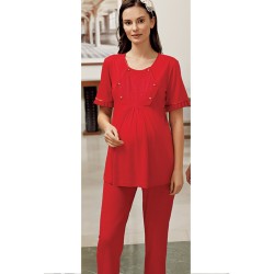 بيجاما نسائي حوامل اكمام قصيرة لون احمر FTS-M682-KIR بيجاما نسائي حوامل اكمام قصيرة لون احمر FTS-M682-KIR