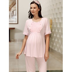 بيجاما نسائي حوامل اكمام قصيرة لون زهري FTS-M682-PEM بيجاما نسائي حوامل اكمام قصيرة لون زهري FTS-M682-PEM