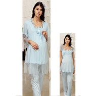 بيجاما نسائي  للحوامل اكمام طويلة لون ازرق FTS-M684-MAV