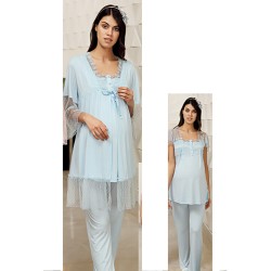 بيجاما نسائي للحوامل اكمام طويلة لون ازرق FTS-M684-MAV بيجاما نسائي للحوامل اكمام طويلة لون ازرق FTS-M684-MAV