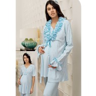 بيجاما نسائي  للحوامل اكمام طويلة لون ازرق FTS-M685-MAV