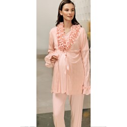 بيجاما نسائي للحوامل اكمام طويلة لون السلمون FTS-M685-SOM بيجاما نسائي للحوامل اكمام طويلة لون السلمون FTS-M685-SOM