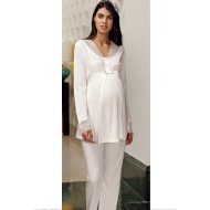 بيجاما نسائي حوامل اكمام طويلة لون سكري FTS-M686-EKR