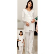 بيجاما نسائي  للحوامل اكمام طويلة لون سكري FTS-M687-EKR