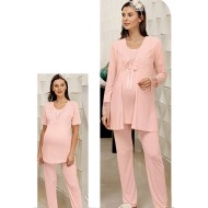 بيجاما نسائي  للحوامل اكمام طويلة لون السلمون FTS-M687-SOM