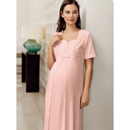 ثوب نسائي اكمام للحوامل قصيرة لون السلمون FTS-M688-SOM