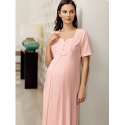 ثوب نسائي اكمام للحوامل قصيرة لون السلمون FTS-M688-SOM