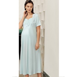 ثوب نسائي  للحوامل اكمام قصيرة لون اخضر-نعناعي FTS-F8034-YEL-NAN