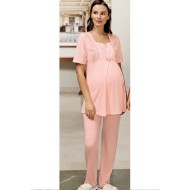 بيجاما نسائي حوامل اكمام قصيرة لون السلمون FTS-M689-SOM