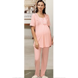 بيجاما نسائي حوامل اكمام قصيرة لون السلمون FTS-M689-SOM بيجاما نسائي حوامل اكمام قصيرة لون السلمون FTS-M689-SOM