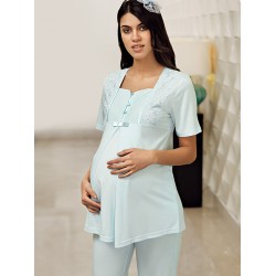 بيجاما نسائي حوامل اكمام قصيرة لون اخضر-نعناعي FTS-F689-YEL-NAN بيجاما نسائي حوامل اكمام قصيرة لون اخضر-نعناعي FTS-F689-YEL-NAN