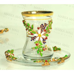 طقم كاسة شاي مزخرف مع اطباق مزخرفة INH-9348-SEF-ALT طقم كاسة شاي مزخرف مع اطباق مزخرفة INH-9348-SEF-ALT