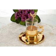 طقم كاسة شاي مع حوامل مزخرفة و اطباق INH-9818-SEF-ALT