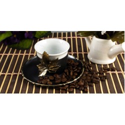 طقم قنجان قهوة خزف مع حوامل و اطباق مزخرفة من النحاس المؤكسد الاسود INH-9822-SYH-BYZ طقم قنجان قهوة خزف مع حوامل و اطباق مزخرفة من النحاس المؤكسد الاسود INH-9822-SYH-BYZ