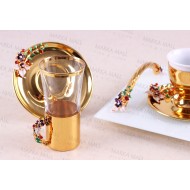 طقم كاسة شاي مع حوامل مزخرفة و اطباق INH-9913-SEF-ALT