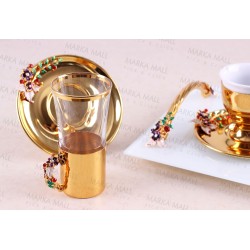 طقم كاسة شاي مع حوامل مزخرفة و اطباق INH-9913-SEF-ALT طقم كاسة شاي مع حوامل مزخرفة و اطباق INH-9913-SEF-ALT