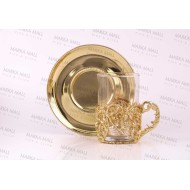 طقم كاسة شاي مع حوامل مزخرفة و اطباق INH-9917-SEF-ALT