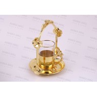 طقم كاسة شاي مع حوامل مزخرفة و اطباق INH-9986-SEF-ALT