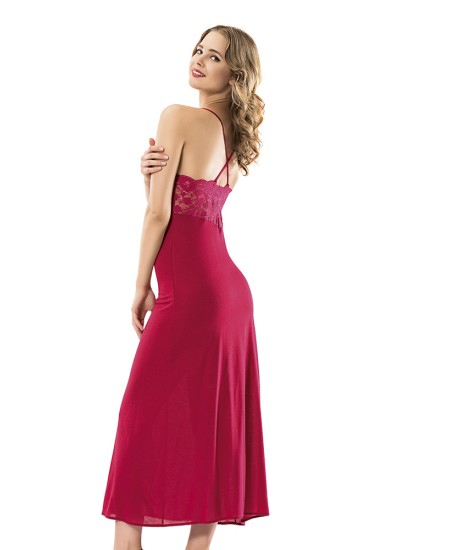 Cotton Long Nightgown Lingerie Natural Cotton 100% BORDEAUX Color MG-9914-BRD Cotton Long Nightgown Lingerie Natural Cotton 100% BORDEAUX Color MG-9914-BRD