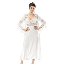 لانجري صباحلك طويل قطعتين نسائي قطن طبيعي 100% لون أبيض MG-9916-BYZ لانجري صباحلك طويل قطعتين نسائي قطن طبيعي 100% لون أبيض MG-9916-BYZ