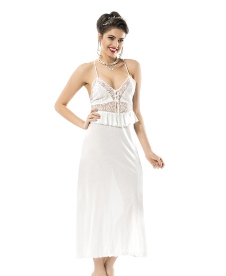 Cotton Bridal Nighty Six Pices Set Lingerie Natural Cotton 100% WHITE Color MG-9920-BYZ