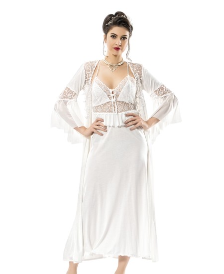 Cotton Bridal Nighty Six Pices Set Lingerie Natural Cotton 100% WHITE Color MG-9920-BYZ