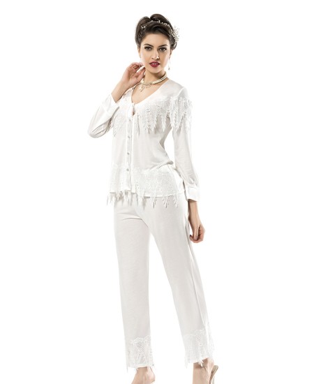 Cotton Bridal Nighty Six Pices Set Lingerie Natural Cotton 100% WHITE Color MG-9925-BYZ