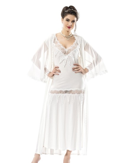 Cotton Bridal Nighty Six Pices Set Lingerie Natural Cotton 100% WHITE Color MG-9925-BYZ