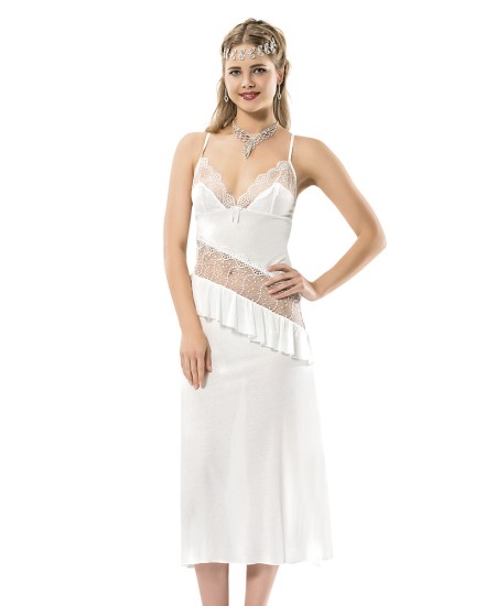 Cotton Bridal Nighty Six Pices Set Lingerie Natural Cotton 100% WHITE Color MG-9930-BYZ