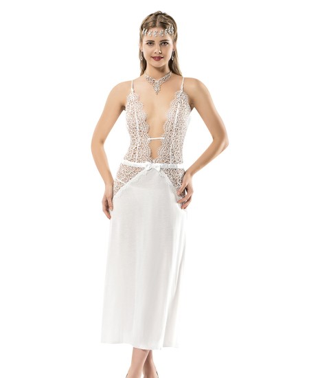 Cotton Bridal Nighty Six Pices Set Lingerie Natural Cotton 100% WHITE Color MG-9935-BYZ Cotton Bridal Nighty Six Pices Set Lingerie Natural Cotton 100% WHITE Color MG-9935-BYZ