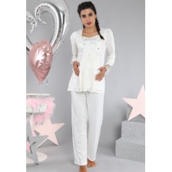 Bone 3907 بيجاما حوامل مزينة بالصدف - سكري Bone 3907 بيجاما حوامل مزينة بالصدف - سكري