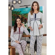 Bone 4424 بيجاما حوامل نسيج محبوك  - عنابي Bone 4424 بيجاما حوامل نسيج محبوك  - عنابي