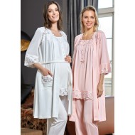 Bone 4501 بيجاما حوامل ثلاث قطع - السلمون الوردي Bone 4501 بيجاما حوامل ثلاث قطع - السلمون الوردي