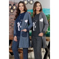 Bone 4601 بيجاما حوامل جاكار - الأزرق الداكن Bone 4601 بيجاما حوامل جاكار - الأزرق الداكن