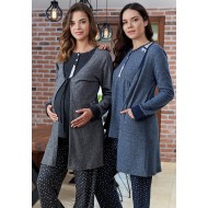 Bone 4602 بيجاما حوامل جاكار - الأزرق الداكن Bone 4602 بيجاما حوامل جاكار - الأزرق الداكن