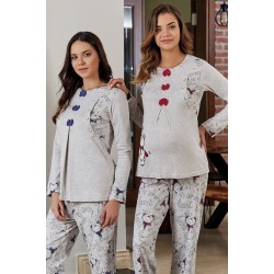 Bone 4620 بيجاما حوامل نسيج محبوك مطرزة - الأزرق النيلي Bone 4620 بيجاما حوامل نسيج محبوك مطرزة - الأزرق النيلي