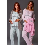 Bone 6181 بيجاما فرو حوامل لون زهري - الأزرق Bone 6181 بيجاما فرو حوامل لون زهري - الأزرق