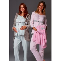 Bone 6181 بيجاما فرو حوامل لون زهري - الأزرق Bone 6181 بيجاما فرو حوامل لون زهري - الأزرق