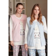 Feyza 3318 بيجاما حوامل 3 قطع مع شبشب - زهري Feyza 3318 بيجاما حوامل 3 قطع مع شبشب - زهري