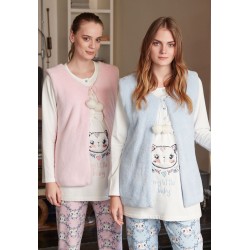 Feyza 3318 بيجاما حوامل 3 قطع مع شبشب - زهري Feyza 3318 بيجاما حوامل 3 قطع مع شبشب - زهري