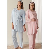 Haluk Bayram 3305 بيجاما حوامل ثلاث قطع - أزرق Haluk Bayram 3305 بيجاما حوامل ثلاث قطع - أزرق