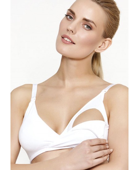 Skin Color Double Breasted Breastfeeding Bra - أبيض