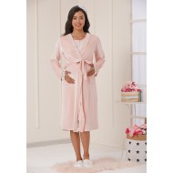 Aqua 19043 روب حوامل مخمل مطعم بلؤلؤ - البودرة الوردي Aqua 19043 روب حوامل مخمل مطعم بلؤلؤ - البودرة الوردي