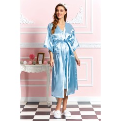 Aqua 19638 روب حوامل الساتان الأزرق  - أزرق