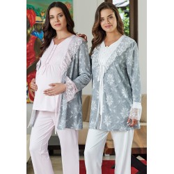 Bone 4627 بيجاما حوامل جاكار - زهري Bone 4627 بيجاما حوامل جاكار - زهري