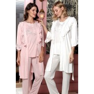 Bone 4702 بيجاما حوامل برود مطعمة  - البودرة الوردي Bone 4702 بيجاما حوامل برود مطعمة  - البودرة الوردي
